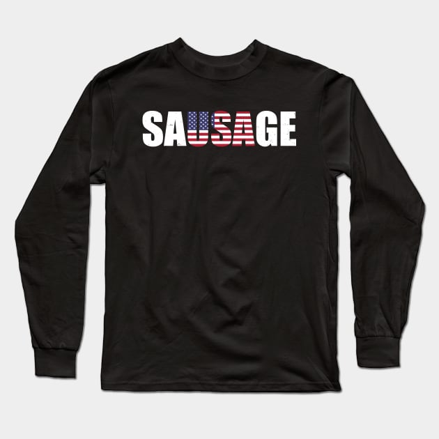 USA American Sausage Funny Long Sleeve T-Shirt by Sleazoid